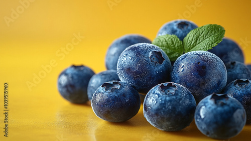 Wallpaper Mural Blueberries on a yellow background. Torontodigital.ca