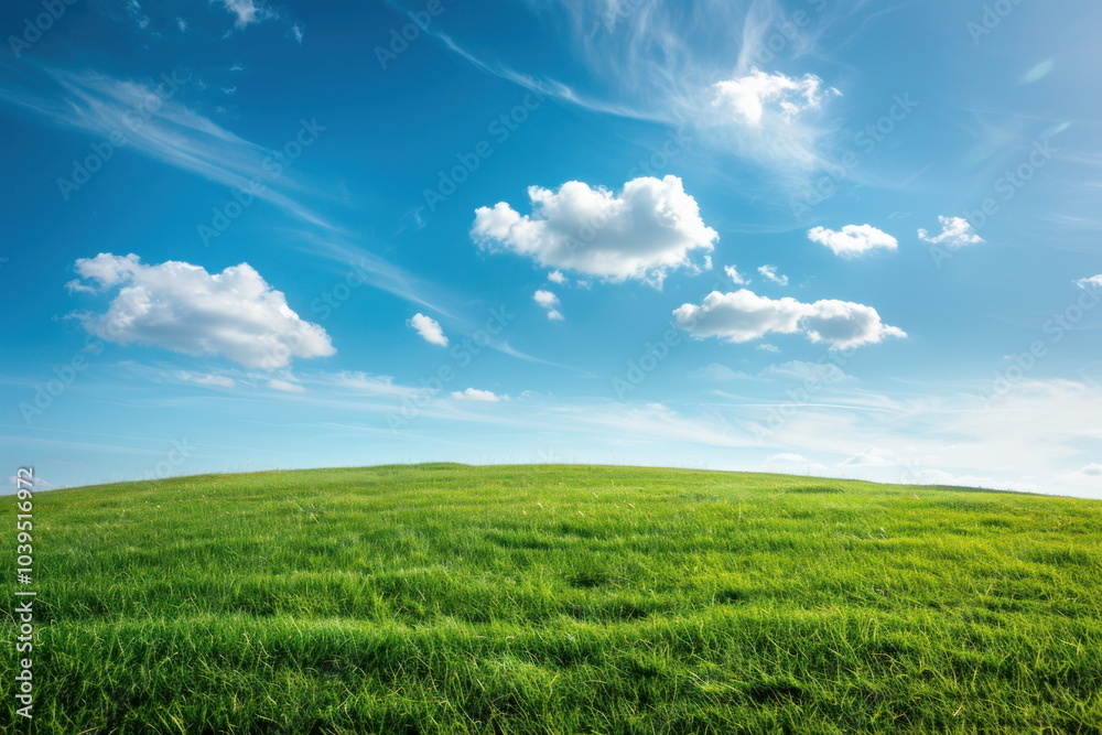 Smooth meadow on the hill with blue sky, beautiful landscape Smooth meadow on the hill with blue sky, beautiful landscape