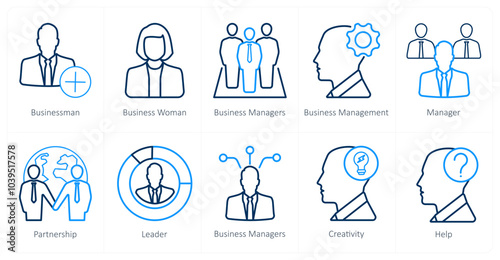 A set of 10 web marketing icons as businessman, business woman, business managers