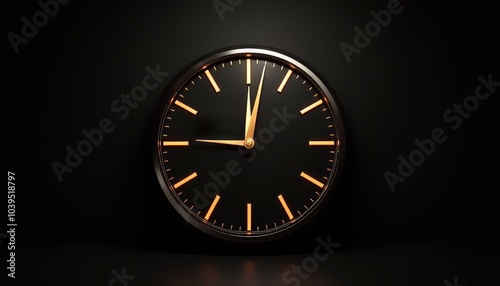 Wallpaper Mural Elegant black clock with golden hands showing the time against a dark background for a timeless design Torontodigital.ca