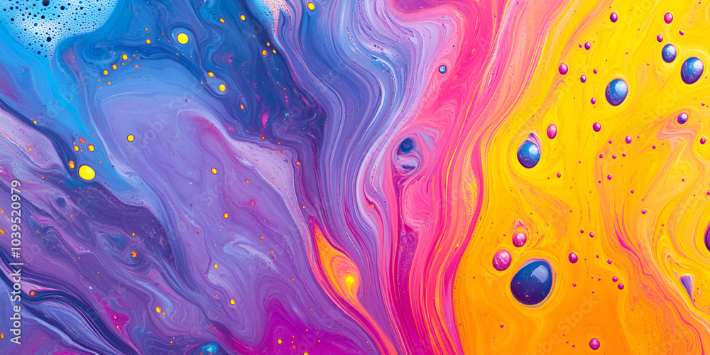 Naklejka premium Cosmic Paint Swirls in Vivid Colors
