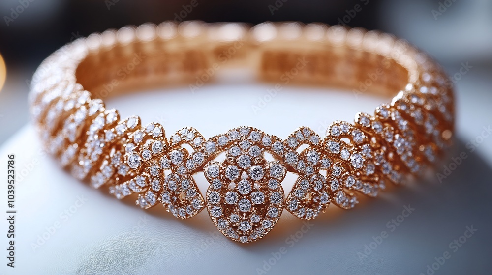 Beautiful 3D gold necklace adorned diamonds paired with matching earrings displayed on a white background for an opulent and sophisticated appearance Beautiful 3D gold necklace adorned diamonds paired with matching earrings displayed on a white background for an opulent and sophisticated appearance