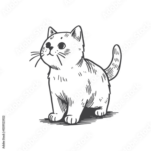 Tribal Hand Drawn Cat Vector Design