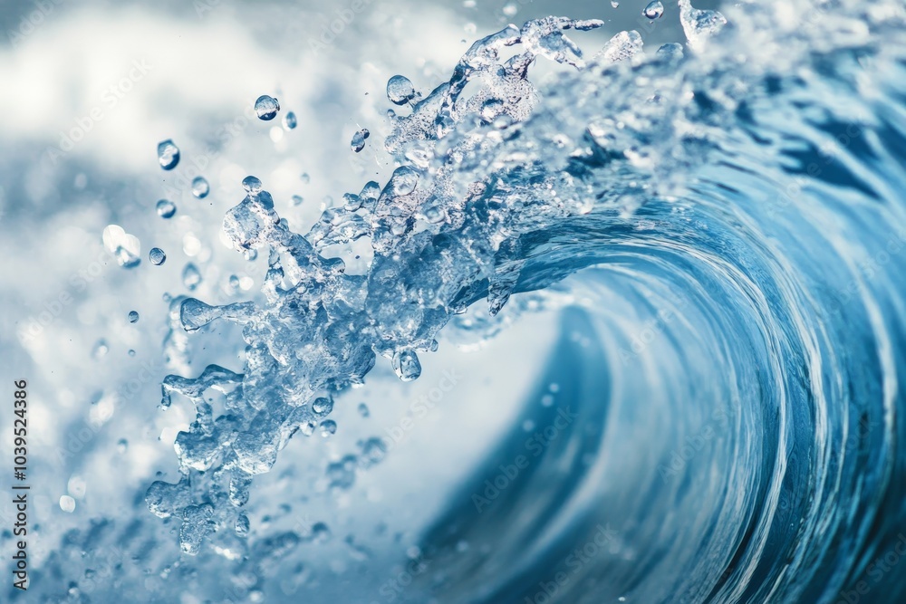 A close-up shot capturing the dynamic motion of a powerful ocean wave, highlighting detailed splashes and the vivid blue color of the rushing water. A close-up shot capturing the dynamic motion of a powerful ocean wave, highlighting detailed splashes and the vivid blue color of the rushing water.
