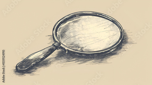 Hand-drawn vintage hand mirror Illustration