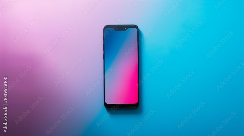 Isolated smartphone on a colorful gradient background. Isolated smartphone on a colorful gradient background.