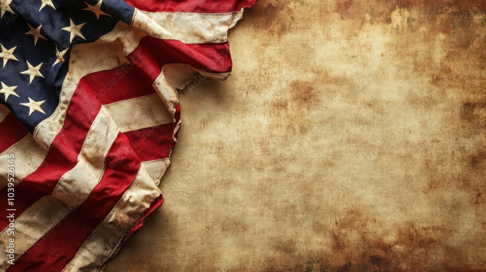 Fototapeta premium Constitution Day Celebration with American Flag on Vintage Paper Wallpaper