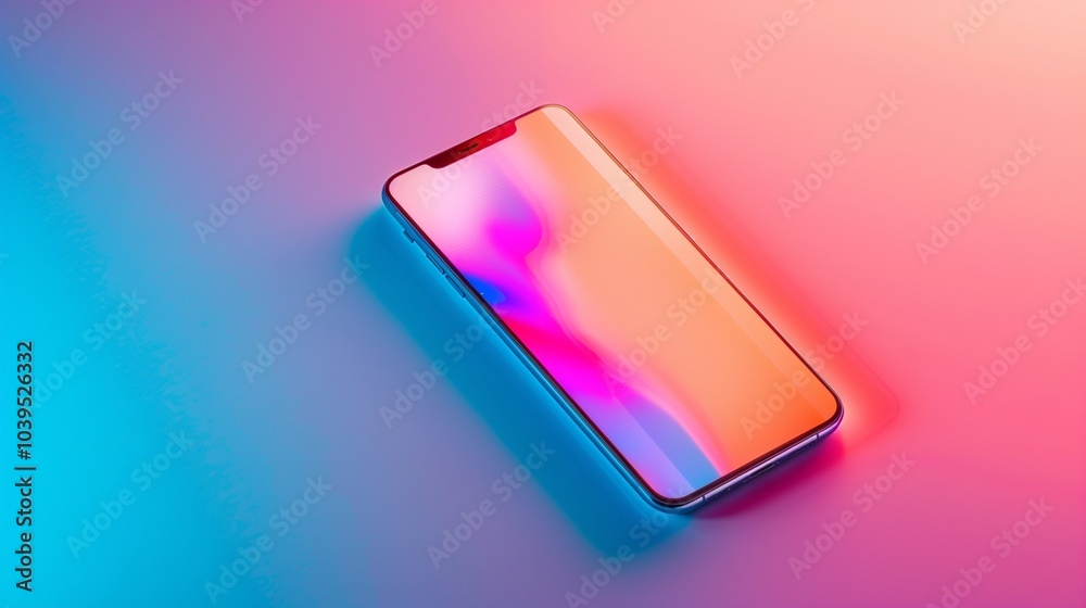 Isolated smartphone on a colorful gradient background. Isolated smartphone on a colorful gradient background.