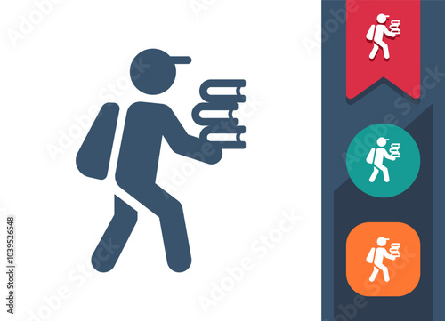 Student, Pupil, Walking To School Icon