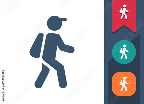 Student, Pupil, Walking To School Icon