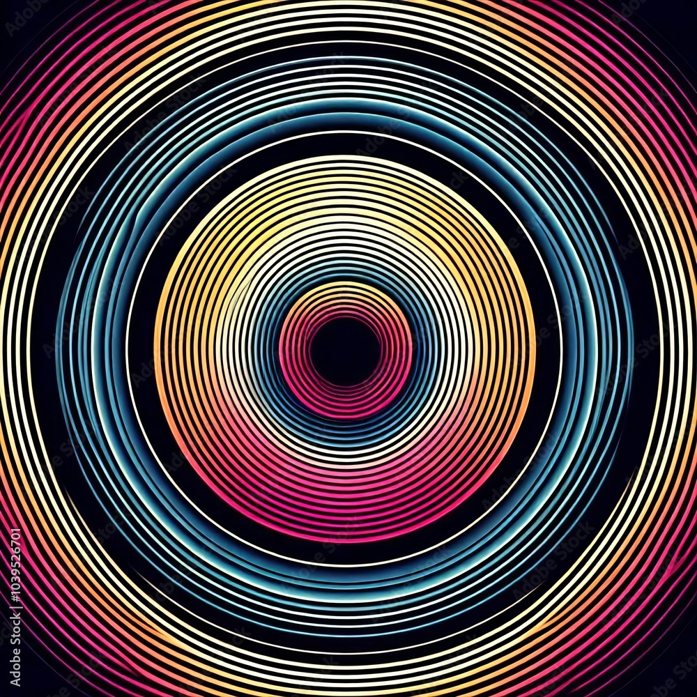 Fototapeta premium Colorful spiral pattern with swirling circles and rainbow hues, creating a hypnotic psychedelic backdrop