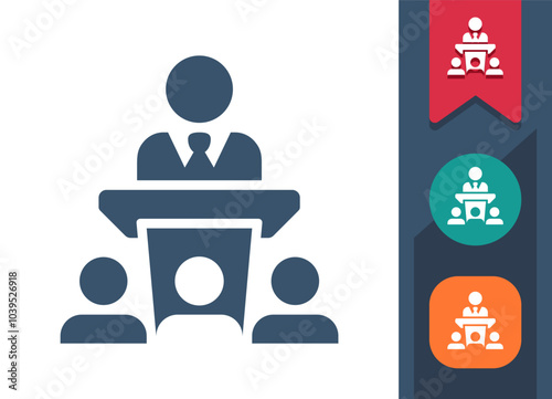 Speech, Politician, Podium Icon
