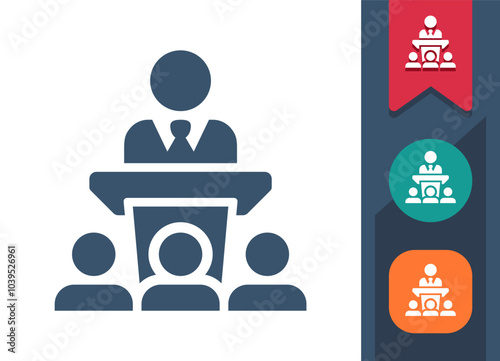 Speech, Politician, Podium Icon