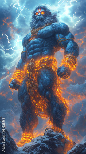 A powerful illustration of Lord Hanuman