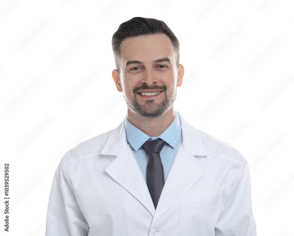 Portrait of smiling doctor isolated on white