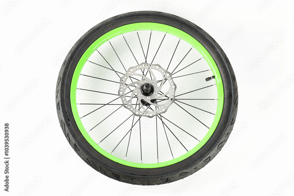 Bicycle wheel with tire on white background Bicycle wheel with tire on white background