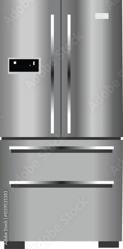 Sleek, energy-efficient fridge perfect for any kitchen. Closed refrigerators - graphic design element.