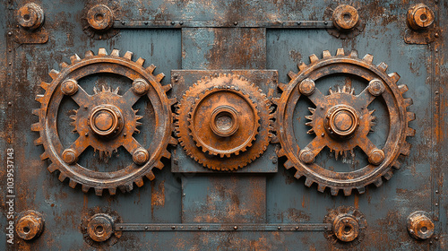 Vintage Mechanical Gears in All Four Corners