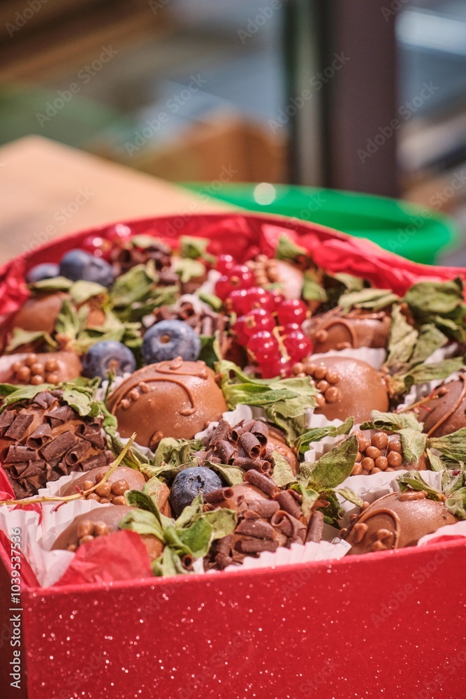 Chocolate-Covered Strawberries in a Gift Box for Valentine's Day