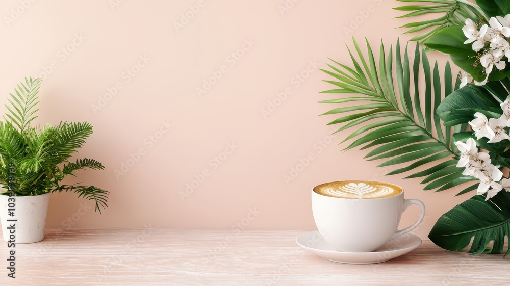 Minimalist Latte Art: Simple Design with Ample Space for Text and Branding Minimalist Latte Art: Simple Design with Ample Space for Text and Branding