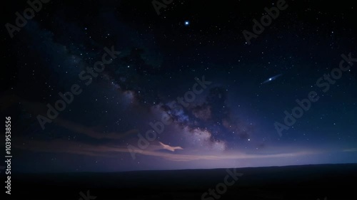 Milky Way Galaxy Over a Dark Landscape at Night