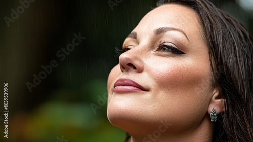 raindroplet gracefully perched on ear Tree visible behind photo