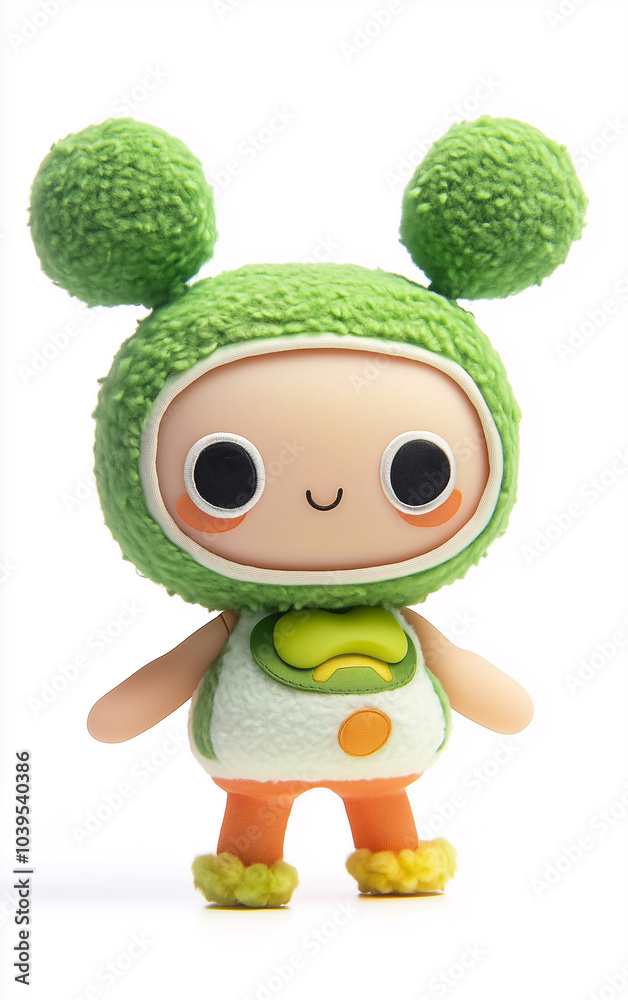 Fototapeta premium A green stuffed animal with a green outfit and a yellow face