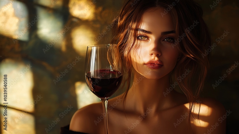 Elegant woman with a glass of wine, Generative AI Elegant woman with a glass of wine, Generative AI