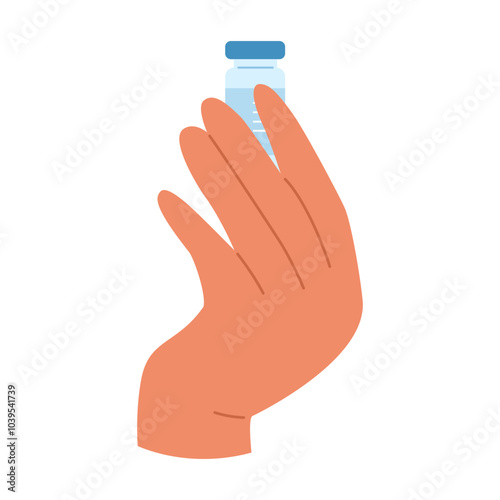Hand carefully holding ampoule with vaccine. Immunization concept