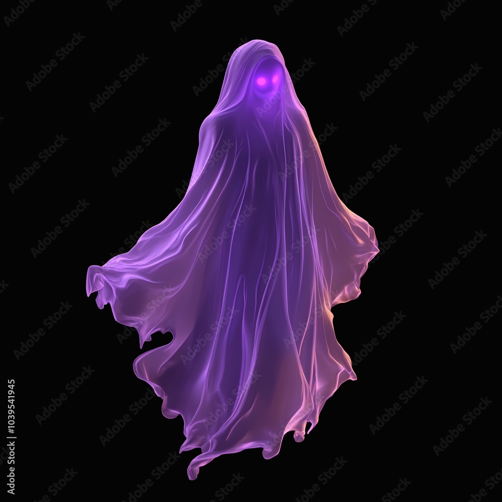 Creepy Neon ghost. Creepy neon ghost on dark background. Halloween mascot. AI generated. Creepy Neon ghost. Creepy neon ghost on dark background. Halloween mascot. AI generated.