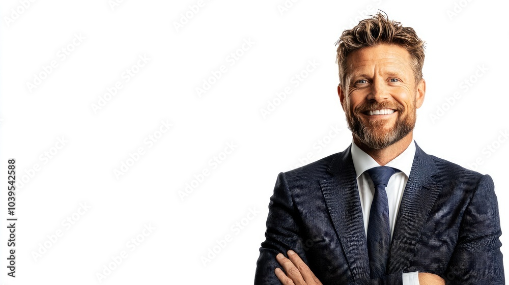 Professional Businessman in Modern Suit Smiling Professional Businessman in Modern Suit Smiling