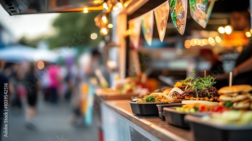 Vibrant food stall with various dishes