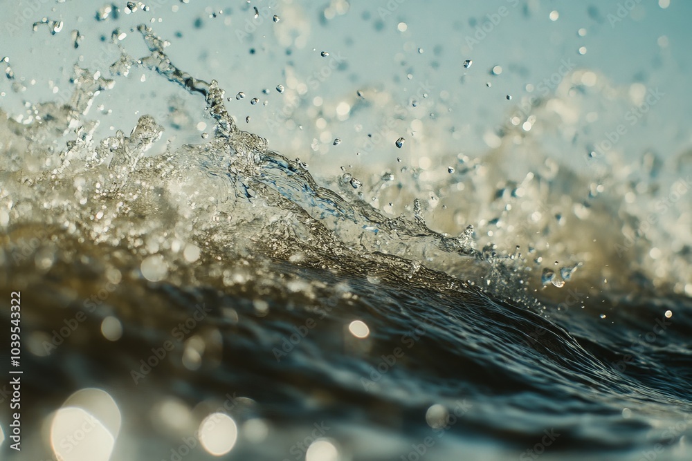 This image captures a stunning close-up of water droplets splashing dynamically, illuminated beautifully by natural sunlight, creating a vivid and lively scene. This image captures a stunning close-up of water droplets splashing dynamically, illuminated beautifully by natural sunlight, creating a vivid and lively scene.