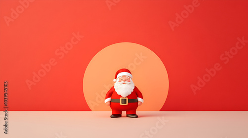 A minimalist illustration of a small Santa Claus figure placed in the center of the image. photo