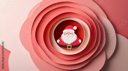 A minimalist illustration of a small Santa Claus figure placed in the center of the image. photo