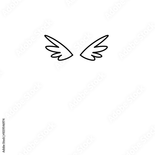 Doodle outline sketch angel wings