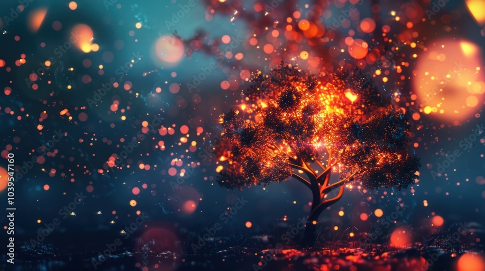Obraz premium Glowing Tree in a Mystical Forest