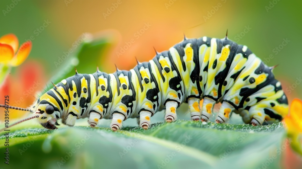 Close-up of Caterpillar Munching on Leaf Close-up of Caterpillar Munching on Leaf
