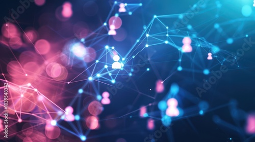 Abstract Network of Connections with Blurred People Icons