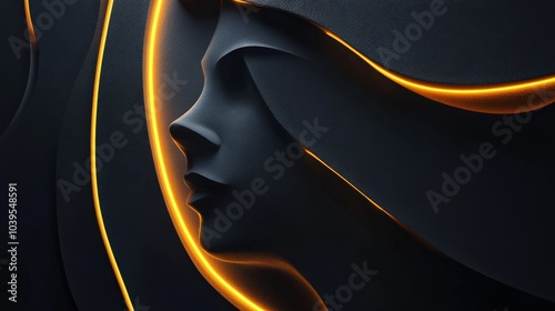 Discord Logo Carving with Illuminated Effect on Trendy Modern Background photo