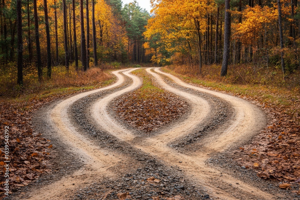 Obraz premium Diverge. Fork in the Road: Path to Decision, Choice, and Convergence
