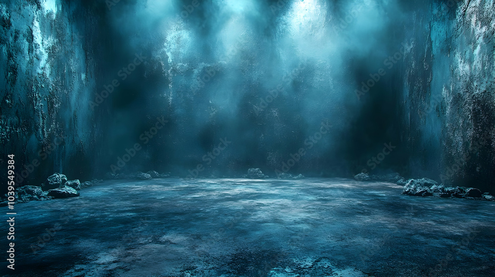 Dark Blue Abstract Background with Lights and Fog Dark Blue Abstract Background with Lights and Fog