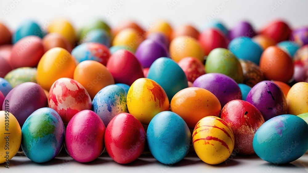 Easter Egg Collection - Painted Eggs on White Background Easter Egg Collection - Painted Eggs on White Background
