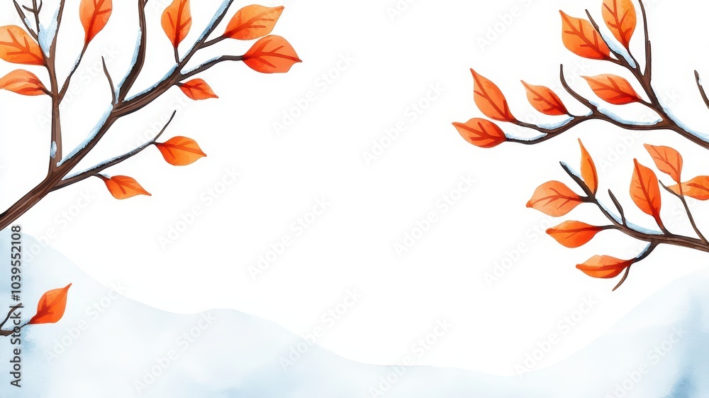 Elegant watercolor frame featuring snow-covered branches and warm winter hues, perfect for your text area. Elegant watercolor frame featuring snow-covered branches and warm winter hues, perfect for your text area.