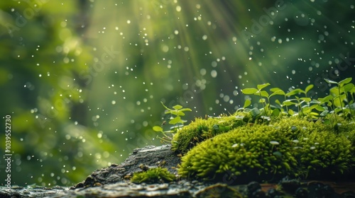 Dewy Moss and Lichen in a Natural Setting