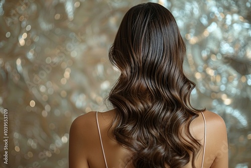 the back of a woman's head with long brown hair