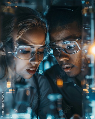 Two people creating sustainable technologies