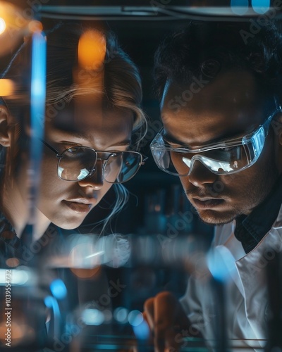 Two people creating sustainable technologies