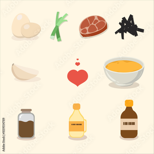 Food ingredient illustration set. Cute food icon. Restaurant illustration. Cooking illustration