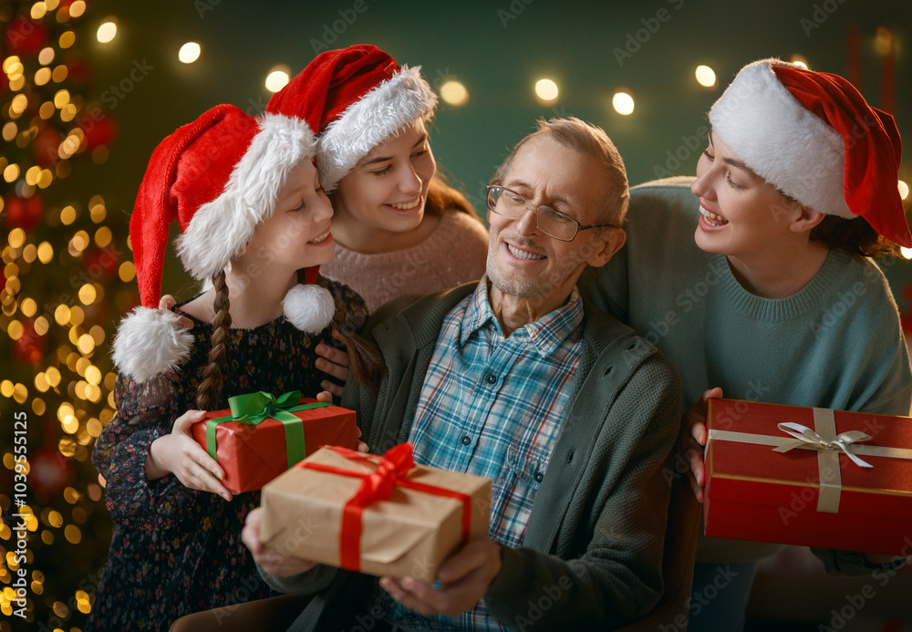 family celebrating Christmas